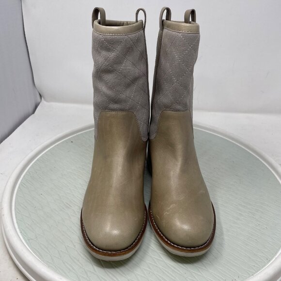 Cole Haan ZeroGrand Boot Size 6 Roper Quilted Round Toe Mid-Calf Suede Leather - Picture 3 of 11